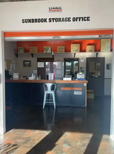 Sunbrook Storage office interior counter and signage in St. George UT